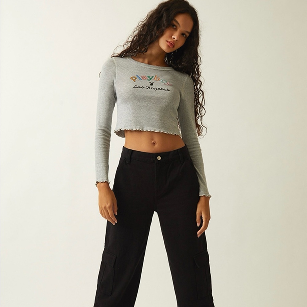 Playboy By PacSun Black Baggy Carpenter Raw Hem Pants